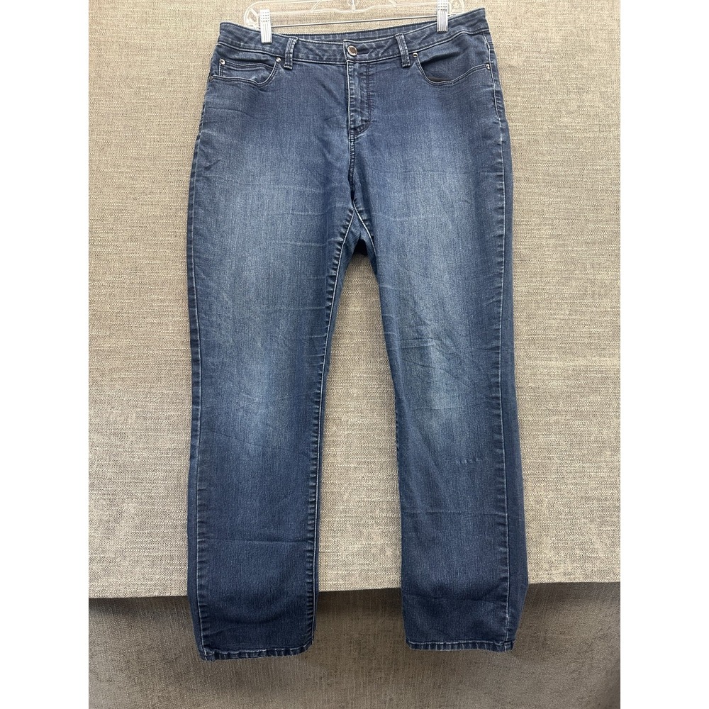 Jennifer Lopez Jeans Womens 14‎ Blue Denim Mid Rise Medium Wash Straight Leg